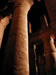 The Temple of Karnak at night.  