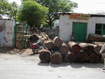 Wood store.  We think it's wood for cremations.  Varanasi is a popular place for cremations.  